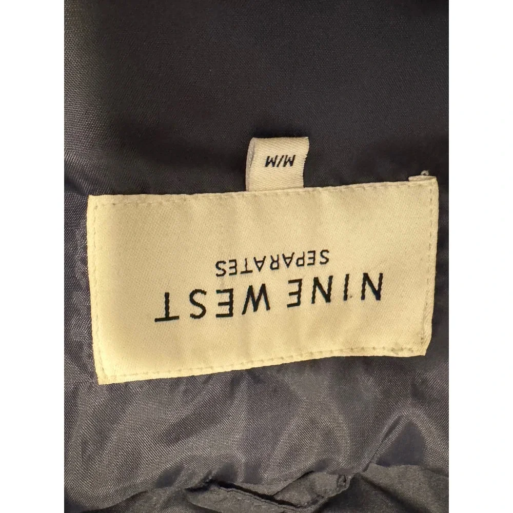 Nine West Separates Down Puffer Vest Blue‎ Quilted Full Zip Medium